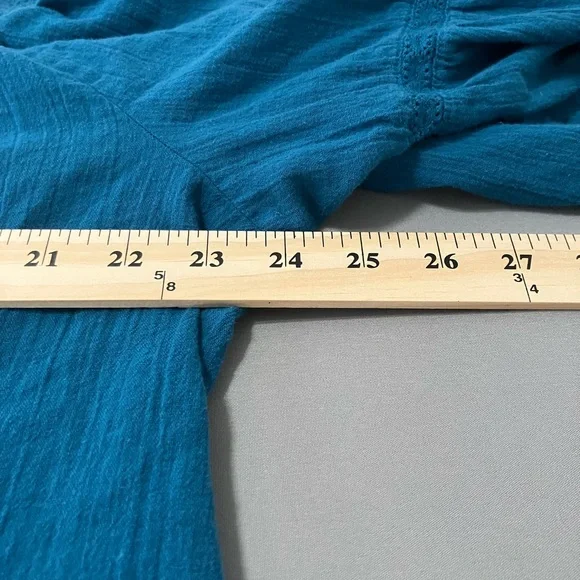 Lane Bryant Teal 22/24 Women’s Boho Off Shoulder Peasant Top Eyelet Flowy - Picture 12 of 13